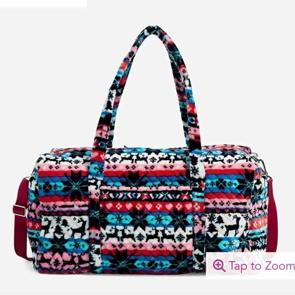 Vera Bradley Large Duffel Bag in Fleece Nordic Stripe Multi NWT